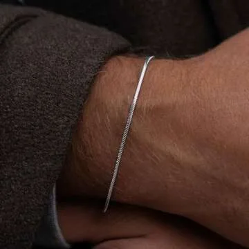 Risamil Silver Cuban Snake Bracelet for Men and Women