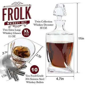 Premium Whiskey Decanter and Stones Gift Set for Men