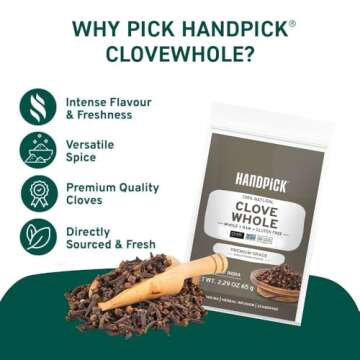HANDPICK Cloves Whole (2.3oz, 65g) Premium Cloves from India in Resealable Zip Lock Pouch | Perfect for Cooking, Smoothies, Pomander Balls & Tea