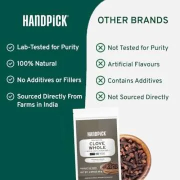 HANDPICK Cloves Whole (2.3oz, 65g) Premium Cloves from India in Resealable Zip Lock Pouch | Perfect for Cooking, Smoothies, Pomander Balls & Tea
