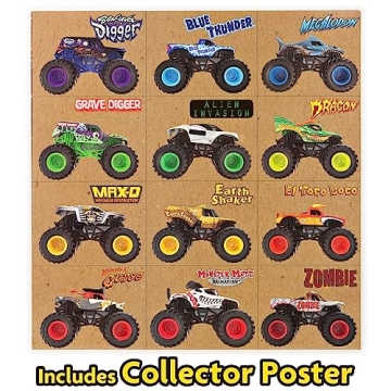 Monster Jam, Official 12-Pack of 1:64 Scale Die-Cast Monster Trucks for Boys and Girls, Kids Toys for Ages 4-6+, Amazon Exclusive