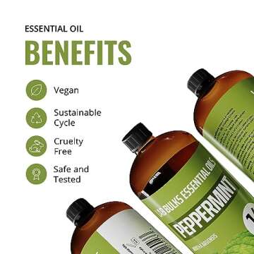 Lab Bulks Essential Oil Peppermint Essential Oil, 16 oz Bottle for Diffusers, House Cleaning, Candles, 1 Pack, Aromatherapy Oil