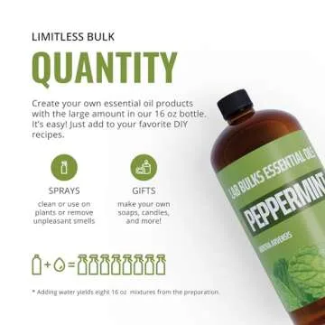 Lab Bulks 16 oz Peppermint Essential Oil for Home Use
