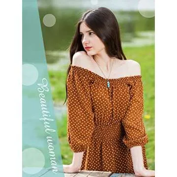 Estune 6 Pcs Boho Necklaces for Women Gold and Turquoise Necklace Suede Choker Western Leather Jewelry Long Chain Tassels choker(Bead Style)