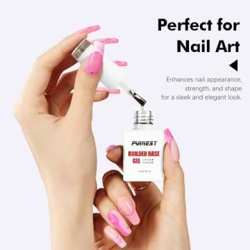 FANNEST Rubber Builder Gel Base Gel Nail Polish Set 2pcs*15ml, Rubber Base Coat Gel Kit,Sheer Nude Pink Color Nail Polish, LED/UV Soak Off for Nail