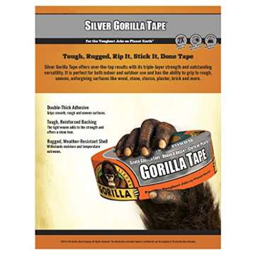 Gorilla Tape, Silver Duct Tape, 1.88" x 35 yd, Pack of 6 - Heavy Duty Adhesive