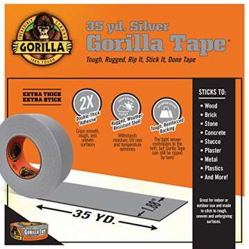 Gorilla Tape - Stronger Silver Duct Tape for Every Task