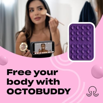 OCTOBUDDY - Silicone Suction Phone Case Adhesive Mount - Hands-Free, Strong Grip Holder for Selfies & Videos - Durable, Easy to Use - iPhone & Android Compatible - 2.25″ x 3.25″, Wisteria
