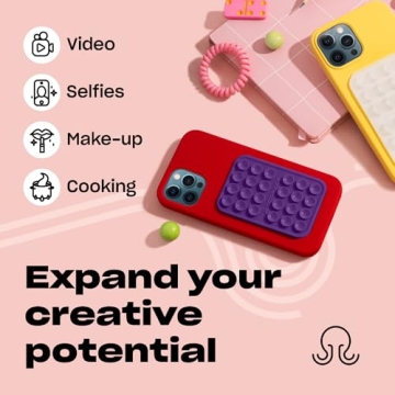 OCTOBUDDY - Silicone Suction Phone Case Adhesive Mount - Hands-Free, Strong Grip Holder for Selfies & Videos - Durable, Easy to Use - iPhone & Android Compatible - 2.25″ x 3.25″, Wisteria