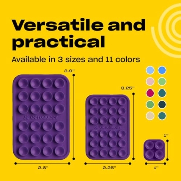 OCTOBUDDY - Silicone Suction Phone Case Adhesive Mount - Hands-Free, Strong Grip Holder for Selfies & Videos - Durable, Easy to Use - iPhone & Android Compatible - 2.25″ x 3.25″, Wisteria