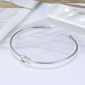 Ginger Lyne Collection Infinity Love Tie the Knot Bracelet for Women Bangle Sterling Silver Adjustab...