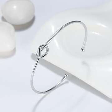 Ginger Lyne Collection Infinity Love Tie the Knot Bracelet for Women Bangle Sterling Silver Adjustable Open Stretch Fits Medium to Large Size Wrist Friendship Bridesmaids Gift