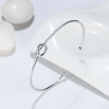 Ginger Lyne Collection Infinity Love Tie the Knot Bracelet for Women Bangle Sterling Silver Adjustable Open Stretch Fits Medium to Large Size Wrist Friendship Bridesmaids Gift