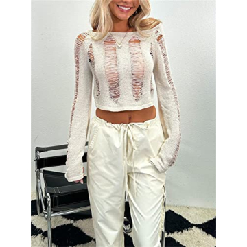 Women Sexy Backless Long Sleeve Crop Top Y2K Fashion