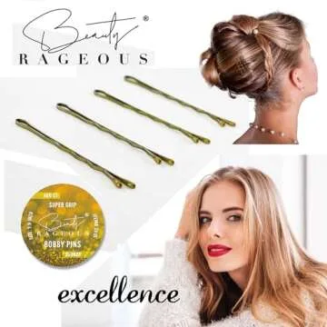 Super Grip Bobby Pins - Women's 1.9 Inch - Easy, Secure, All Hair Types - Handy Reusable Tin (Blonde - 400 Ct Approx)