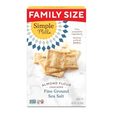 Simple Mills Almond Flour Crackers - Family Size, Gluten Free & Vegan Snacks, 7 Ounces (Pack of 1)