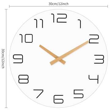 Lumuasky Wall Clock 12 Inch Wood Silent Non-Ticking Battery Operated White Flatwood Modern Simple Cl...