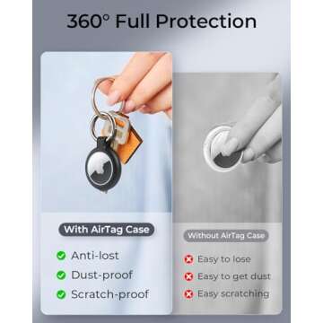 MRGLAS 4-Pack for Apple AirTag Holder, Air Tag Case with Keychain- Secure Fit, Easy Install, Waterproof TPU Shell with Anti-Scratch Metal Key Ring Clip, Airtag Accessories for GPS Item Finder Tracker