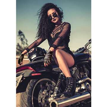 Fingerless Driving Gloves PU Faux Leather Outdoor Sport Half Finger Glove for Men Women Teens (Fingerless, L)