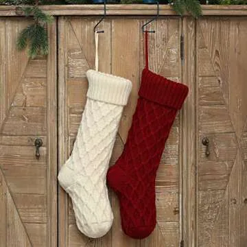 Haiteng Cable Knit Christmas Stockings for Holidays