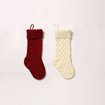 Haiteng Cable Knit Christmas Stockings for Holidays