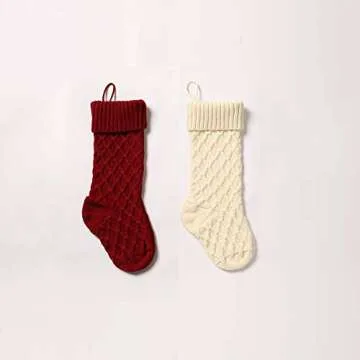 Haiteng Cable Knit Christmas Stockings for Holidays