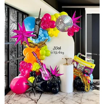 Transformative 80s Music Theme Balloon Garland Kit for Vibrant Celebrations