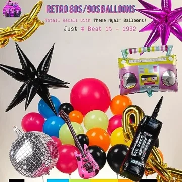 80s Music Theme Balloon Garland for Parties and Events