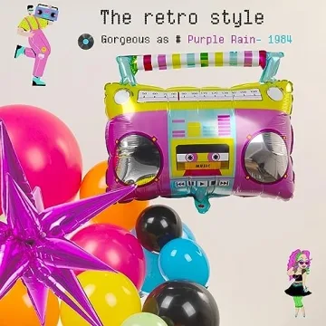 80s Music Theme Balloon Garland for Parties and Events