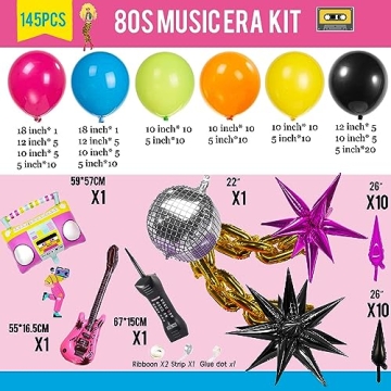 80s Music Theme Balloon Garland for Parties and Events
