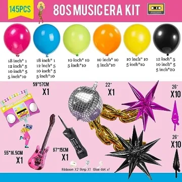 80s Music Theme Balloon Garland for Parties and Events