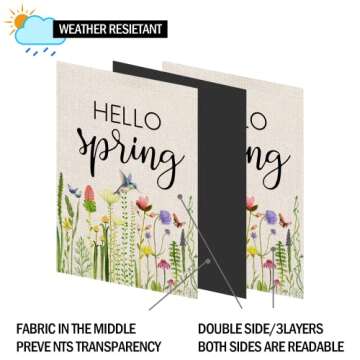 Hello Spring Floral House Flag for Outdoor Decor