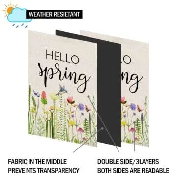 Hello Spring Floral House Flag for Outdoor Decor
