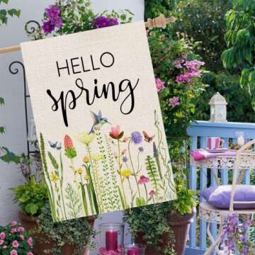 Hello Spring Floral House Flag for Outdoor Decor