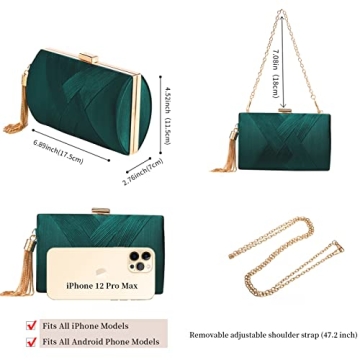 YAPAIOU Green Tassel Evening Clutch for Women