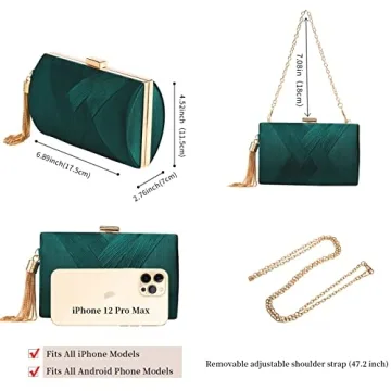 YAPAIOU Green Tassel Evening Clutch for Women