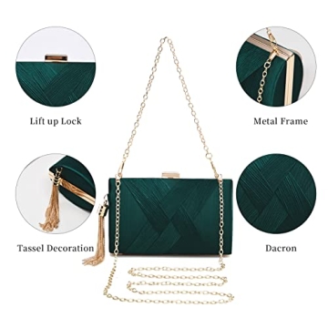 YAPAIOU Green Tassel Evening Clutch for Women