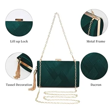 YAPAIOU Green Tassel Evening Clutch for Women