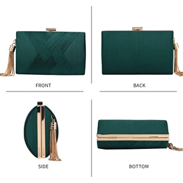 YAPAIOU Green Tassel Evening Clutch for Women