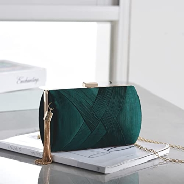 YAPAIOU Green Tassel Evening Clutch for Women
