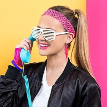 Hicarer 3 Pair 80s 90s Neon Earrings for Women Fluorescent Earring Retro Pendant Acrylic Drop Dangle for Glow Party Outfit(Rose Red, Green, Yellow,Bright Lightning Style)