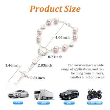 Ziciner 2 PCS Car Rosary for Rearview Mirror, Personalized Blessing Rear View Mirror Hanging Decors,...