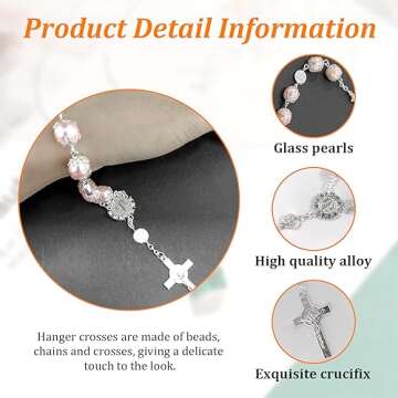 Ziciner 2 PCS Car Rosary for Rearview Mirror, Personalized Blessing Rear View Mirror Hanging Decors, Auto Rearview Mirror Rosary Pendant, Car Interior Hanging Accessories (Pink)