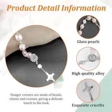 Ziciner 2 PCS Car Rosary for Rearview Mirror, Personalized Blessing Rear View Mirror Hanging Decors, Auto Rearview Mirror Rosary Pendant, Car Interior Hanging Accessories (Pink)