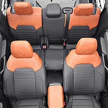 Mabett Seat Covers Full Protector with Backrest and Armrest for Ford Bronco Accessories 2021 2022 2023 2024 4-Door (Brown and Black)