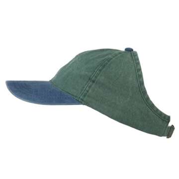 Pigment Dyed Ponytail Cap in Navy Dark Green for Trendsetters