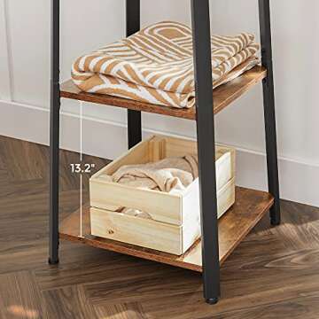 VASAGLE Coat Rack with 3 Shelves and Hooks for Entryway