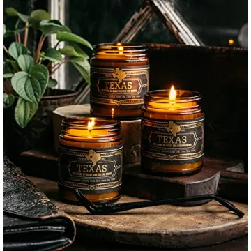 Jackson Vaughn Scented Texas Candle, Austin - Scents of Patchouli, Prairie Grass, Mexican Amber - 9oz Jar - 40 Hour Burn Time
