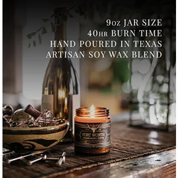 Jackson Vaughn Scented Texas Candle, Austin - Scents of Patchouli, Prairie Grass, Mexican Amber - 9oz Jar - 40 Hour Burn Time