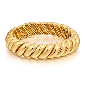 FAMARINE Gold Chunky Bangle Bracelet - Stretchable, Elegant & Versatile